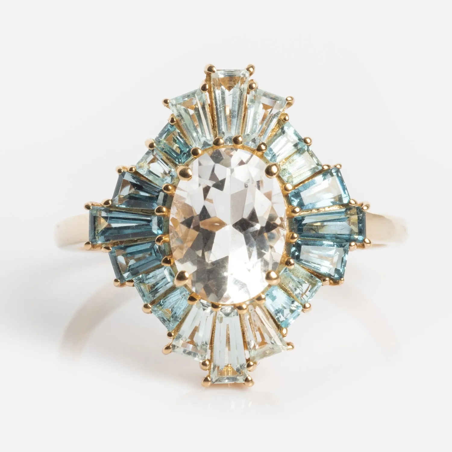 14k Bejeweled Blue Statement Ring