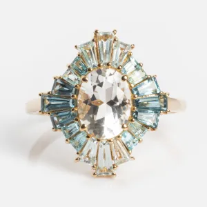 14k Bejeweled Blue Statement Ring