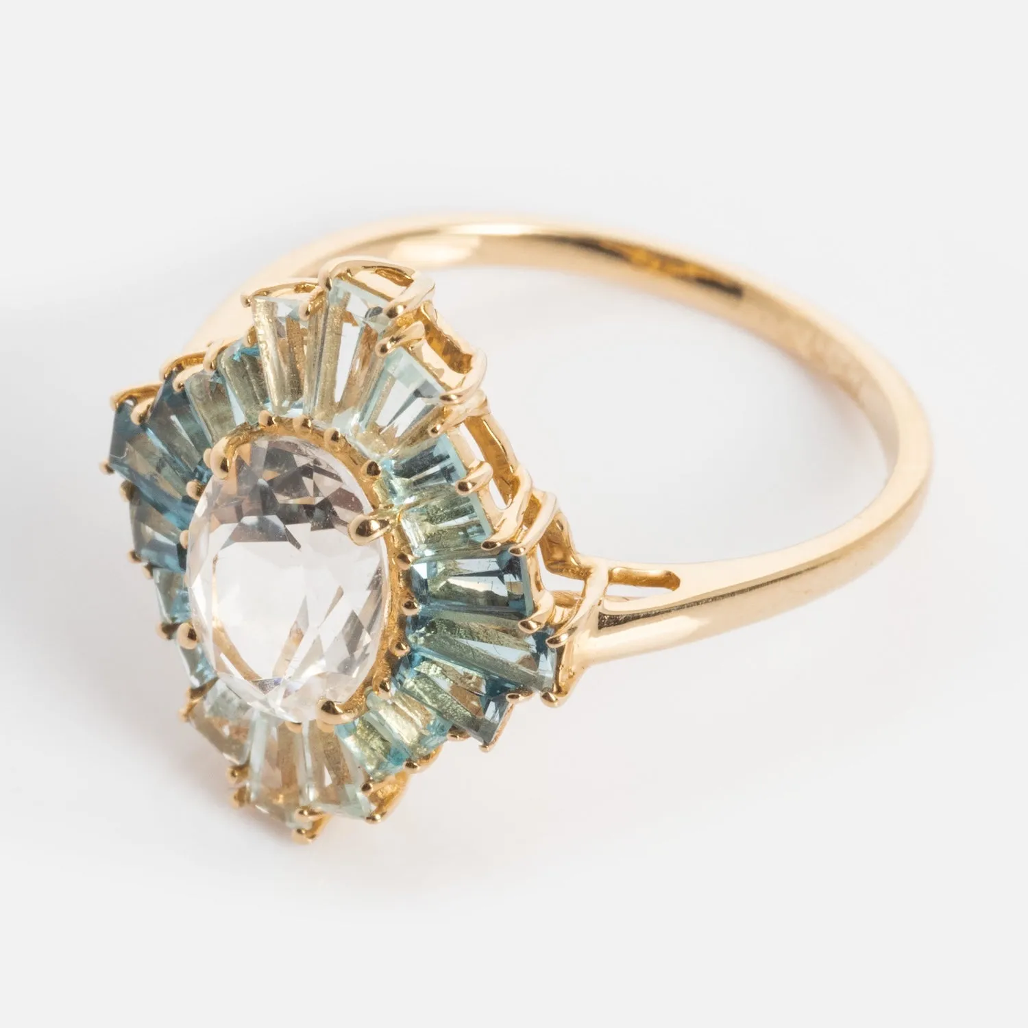 14k Bejeweled Blue Statement Ring