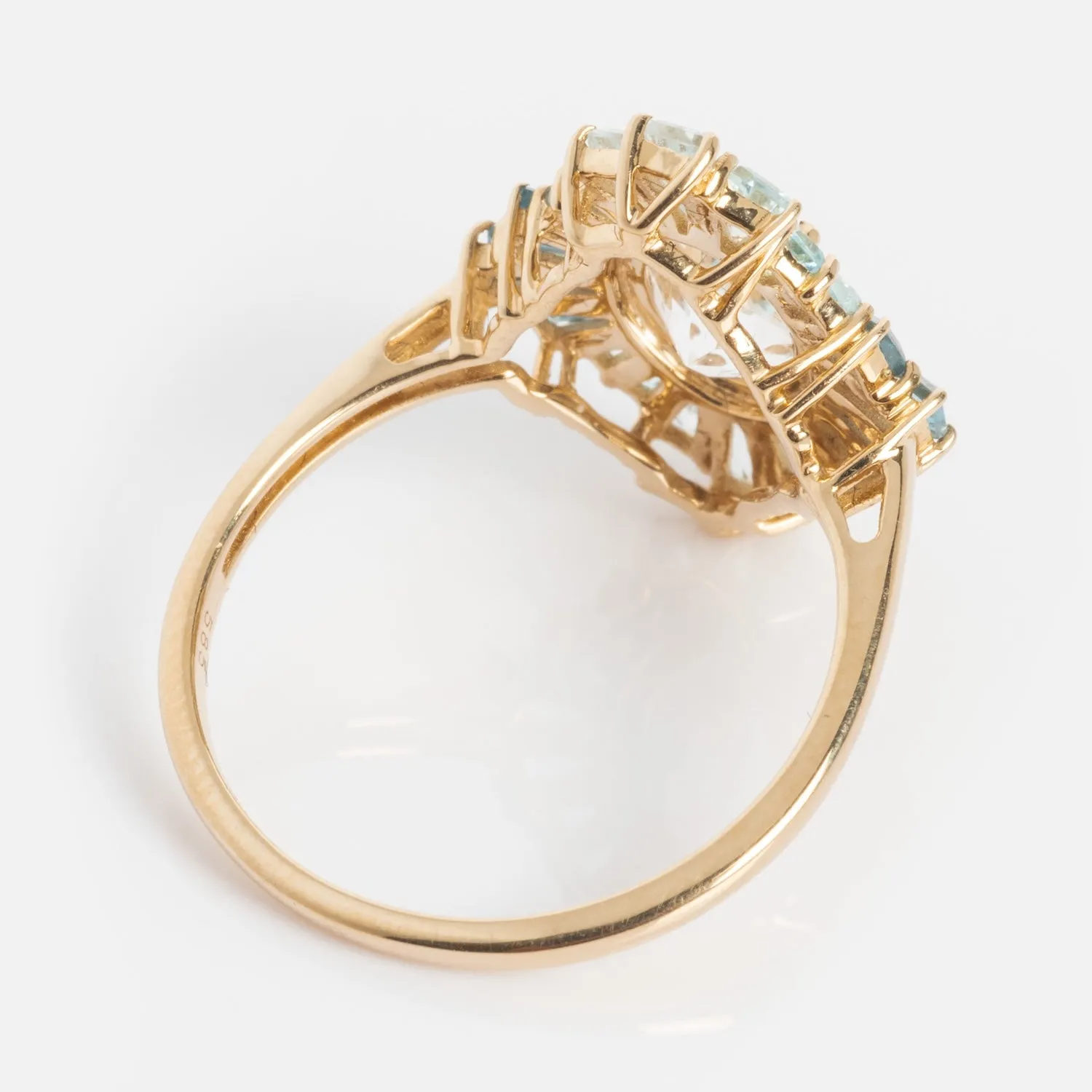 14k Bejeweled Blue Statement Ring