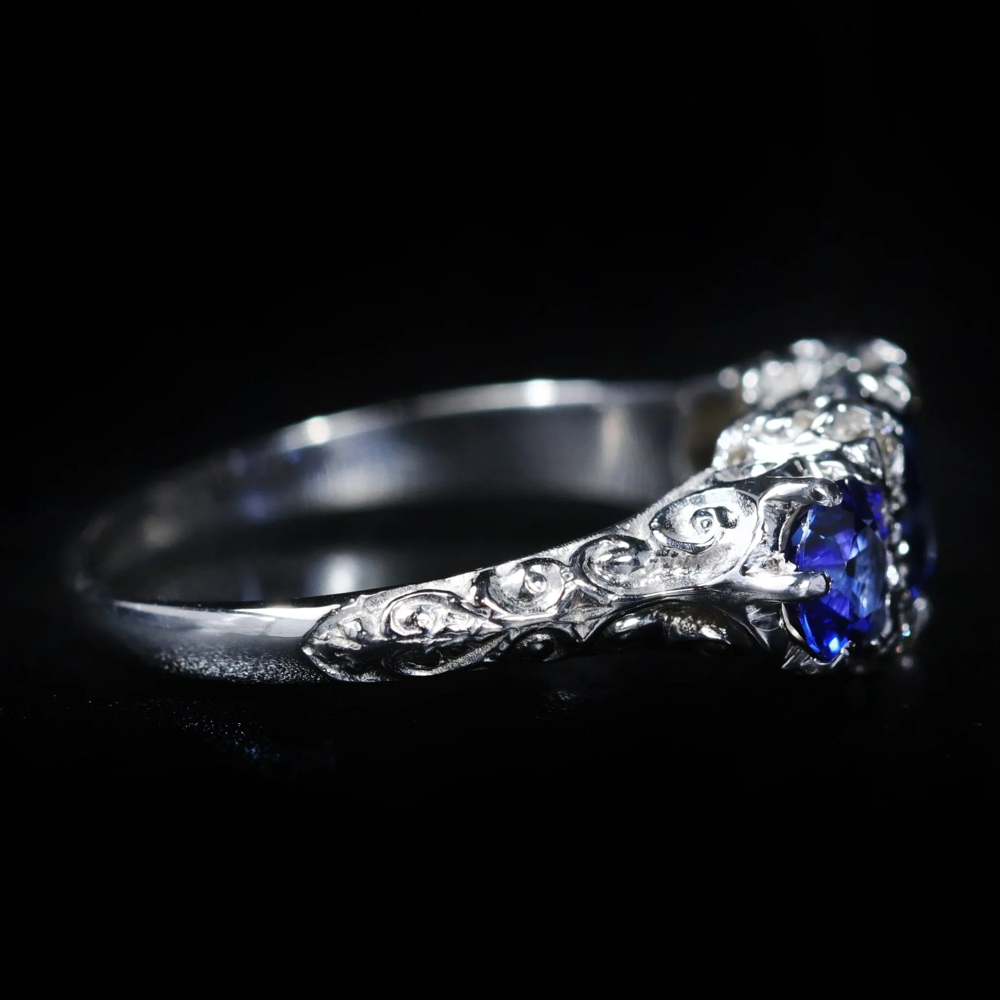 14K White Gold 1.65 CTW Sapphire and Diamond Ring