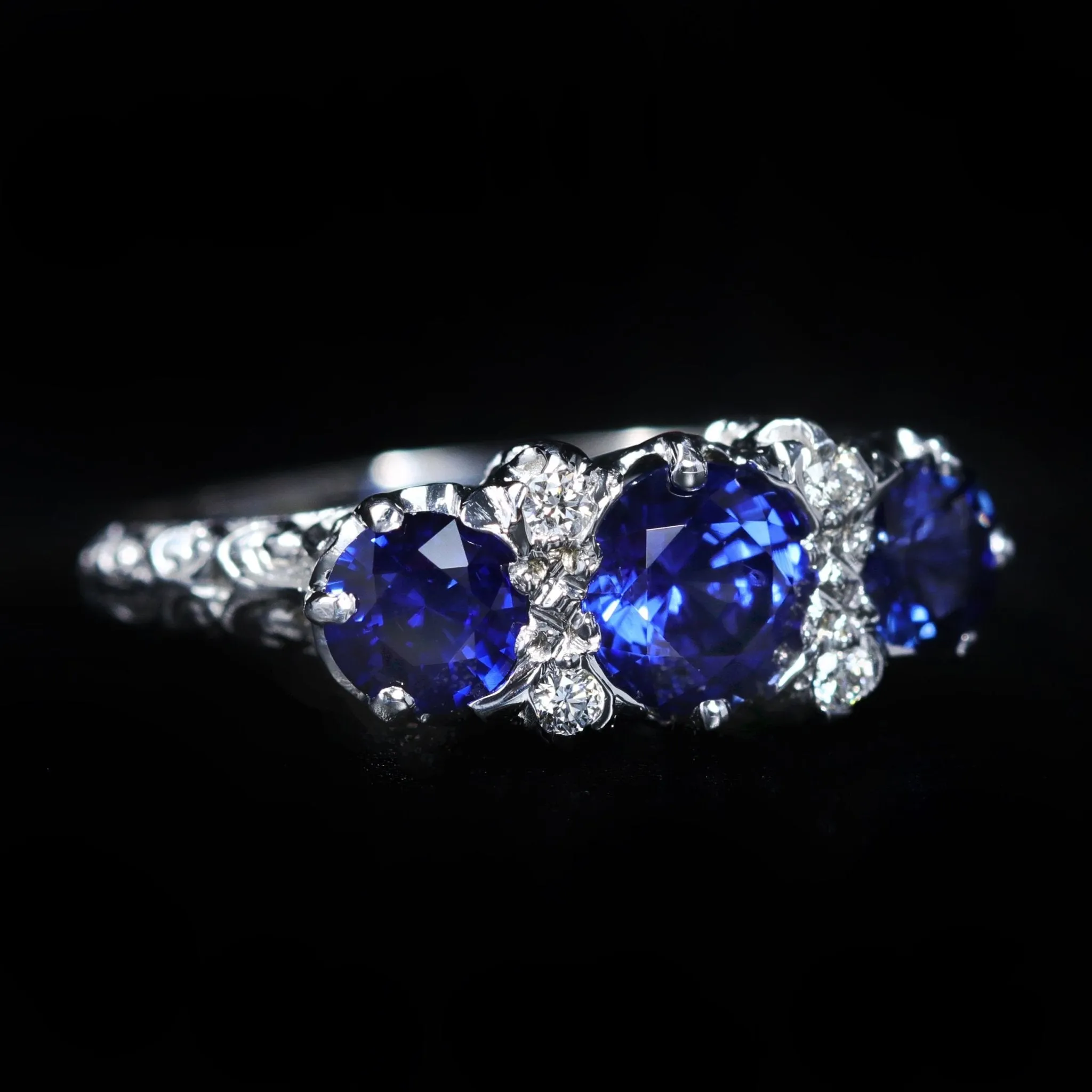 14K White Gold 1.65 CTW Sapphire and Diamond Ring