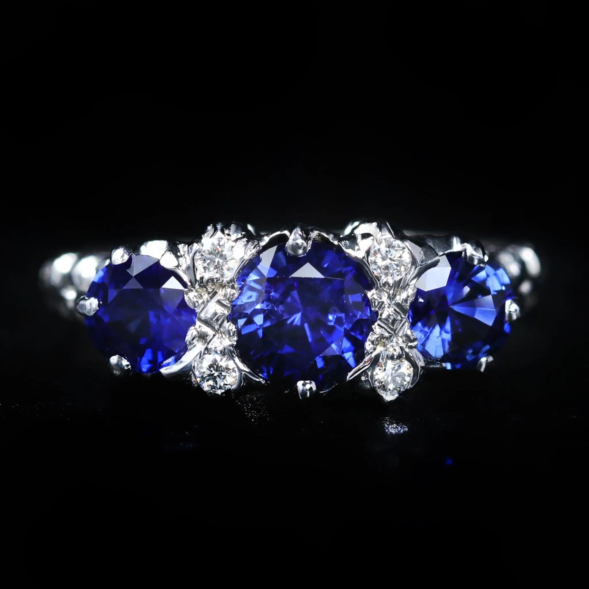 14K White Gold 1.65 CTW Sapphire and Diamond Ring