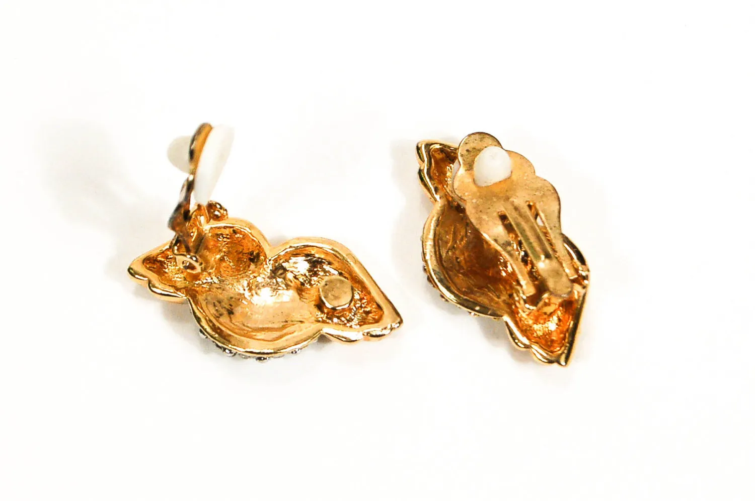 1980's Wave Pave Rhinestone Earrings