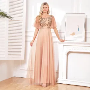 2025new sequined champagne evening dress sexy temperament slim dress simple fashion banquet dress