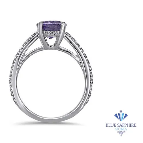 2.14ct EGL Certified Round Unheated Lavender Sapphire Ring with Diamonds in 18K White Gold