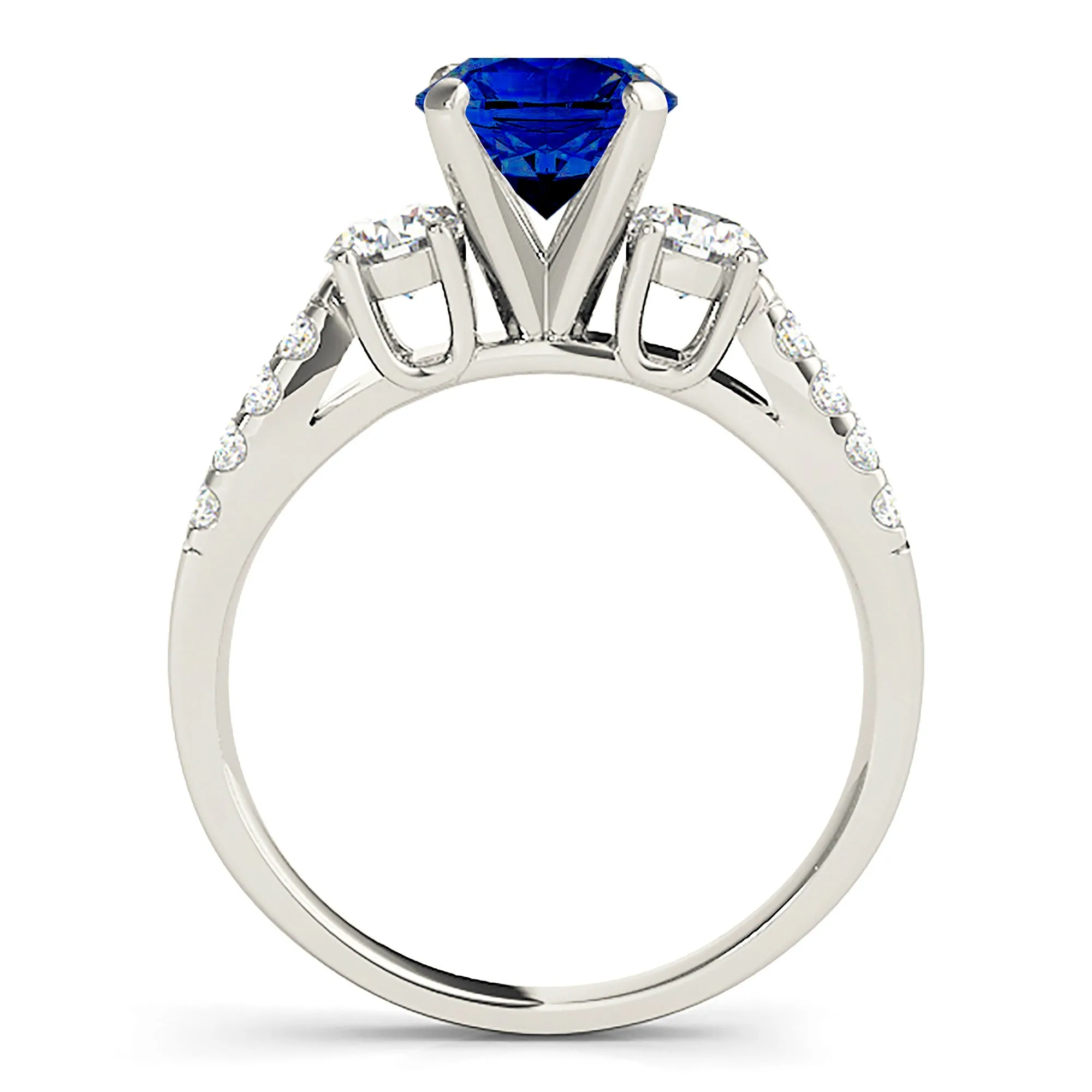 2.40 ct. Genuine Blue Sapphire Three Stone Ring