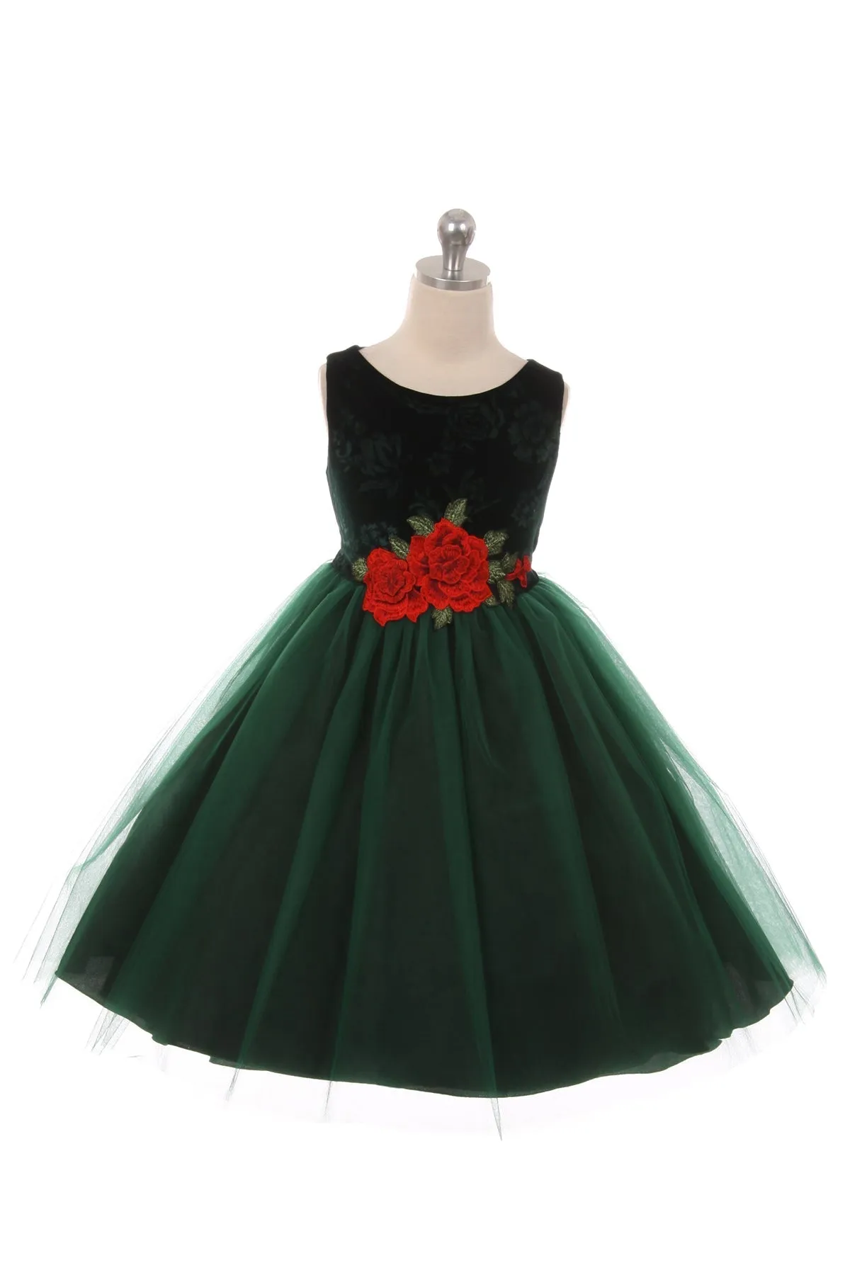 396  Velvet Rose Patch Girl Dress Plus Size Girl Dress