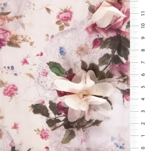 3D Chiffon Floral Decorated Woven Fabric