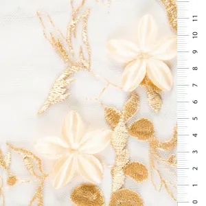 3D Chiffon Floral Embroidery Fabric