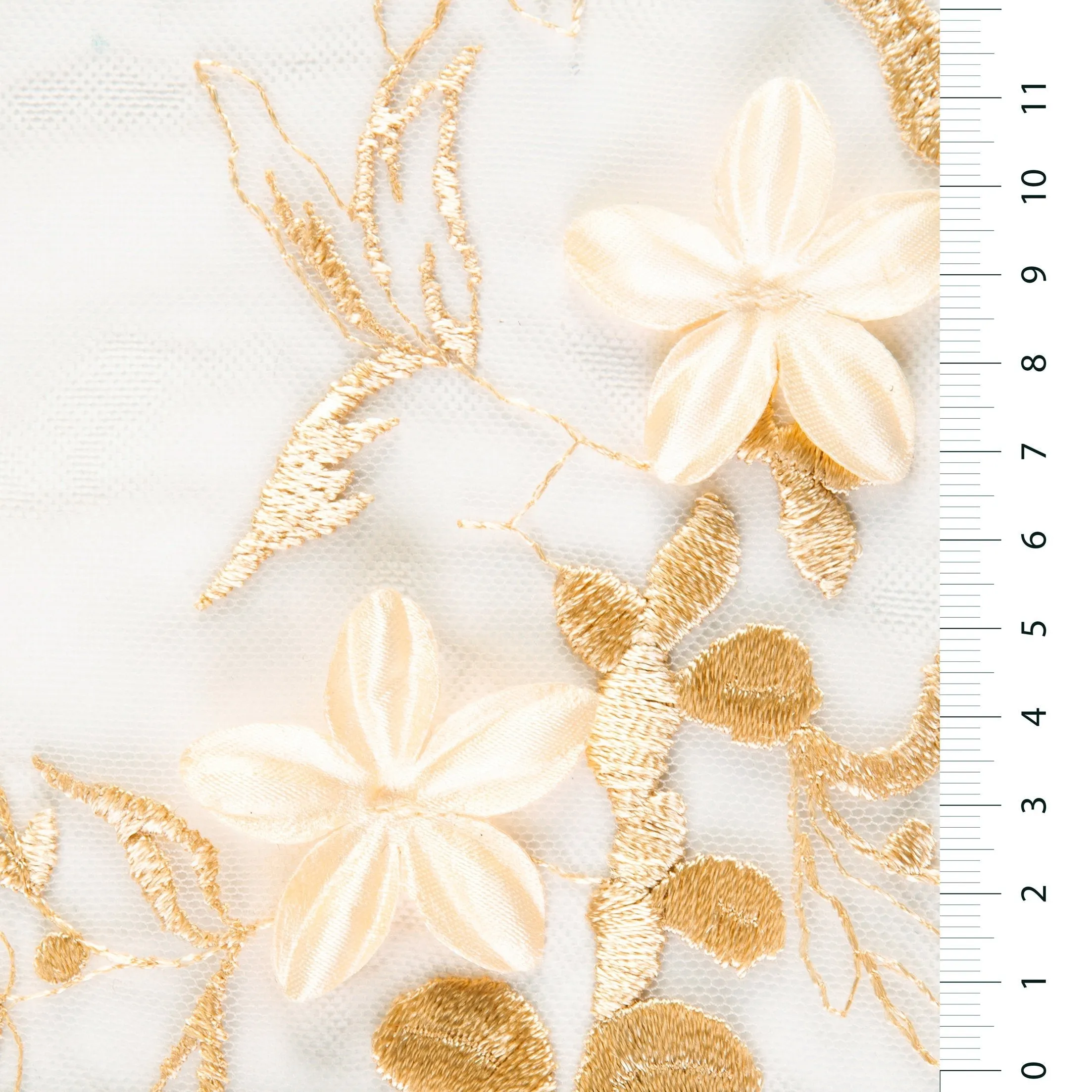 3D Chiffon Floral Embroidery Fabric