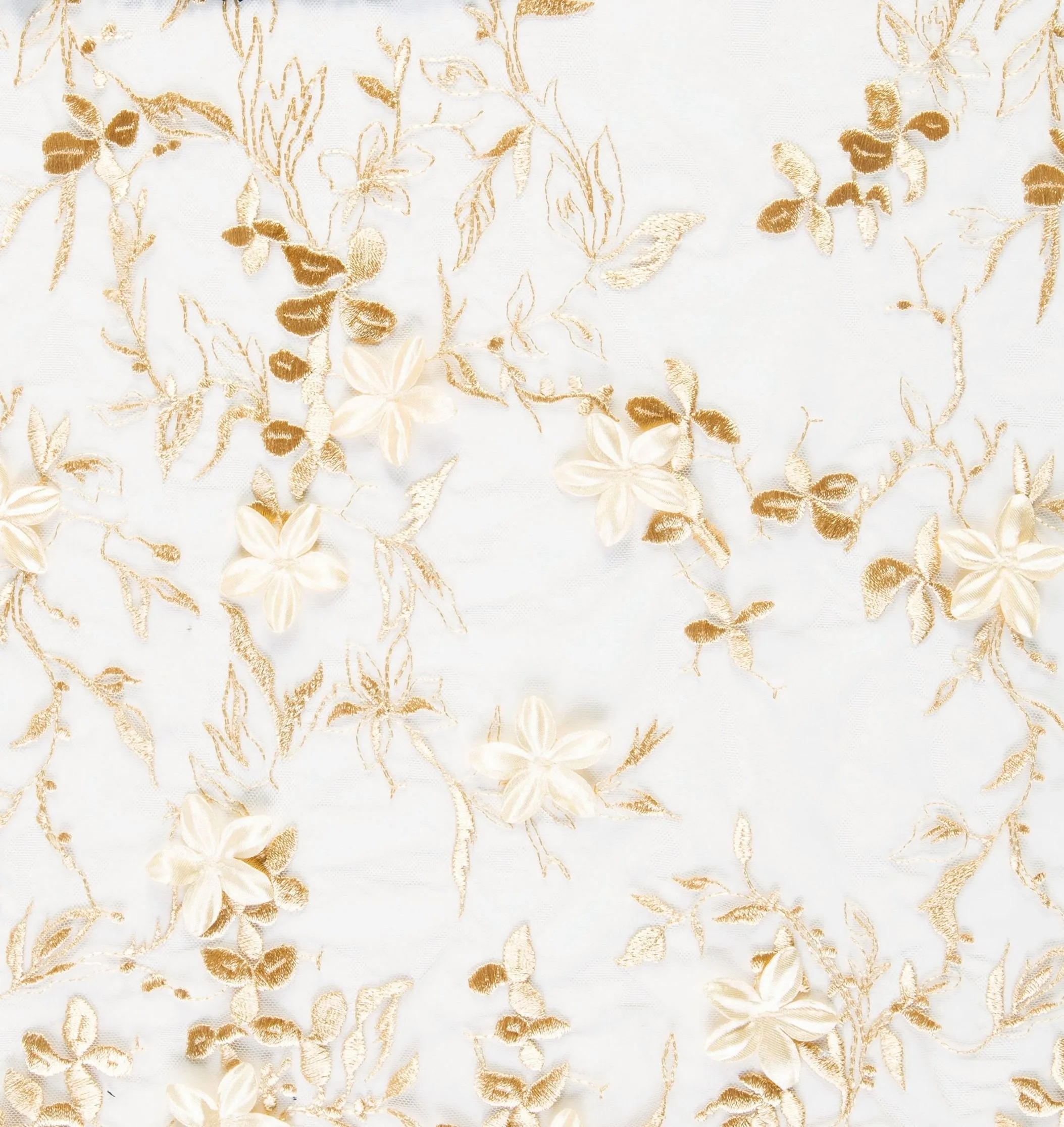 3D Chiffon Floral Embroidery Fabric