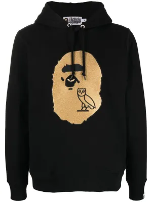 A BATHING APE® logo-patch cotton hoodie