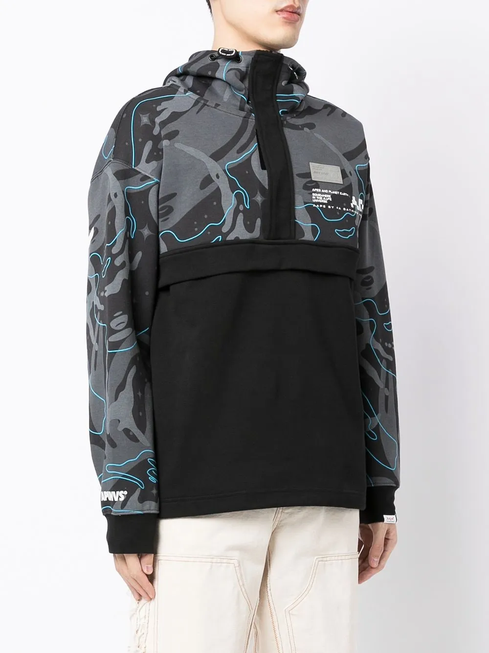 AAPE BY *A BATHING APE® abstract-print panelled hoodie