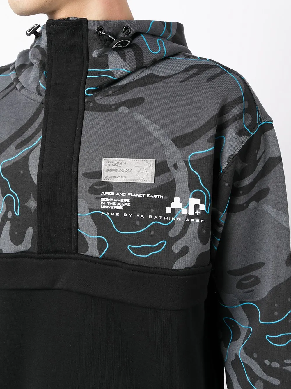 AAPE BY *A BATHING APE® abstract-print panelled hoodie