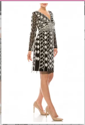 Aidan Mattox MD1E204622 Black Embellished Shift Short Evening Party Dress