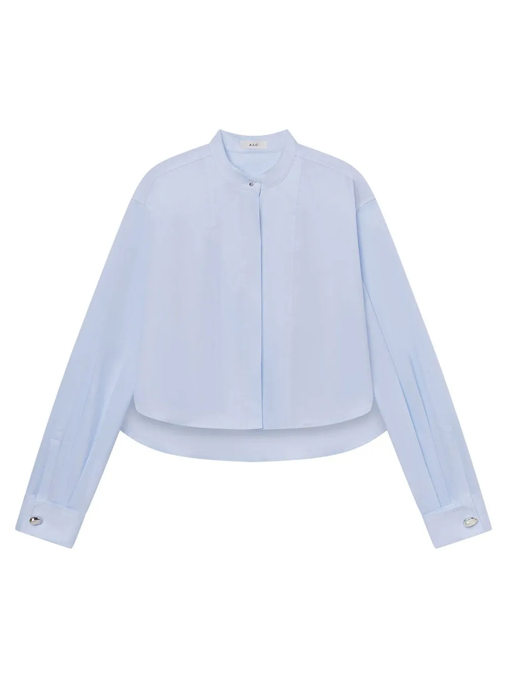 A.L.C. Kat Cropped Cotton Shirt in Ice Water