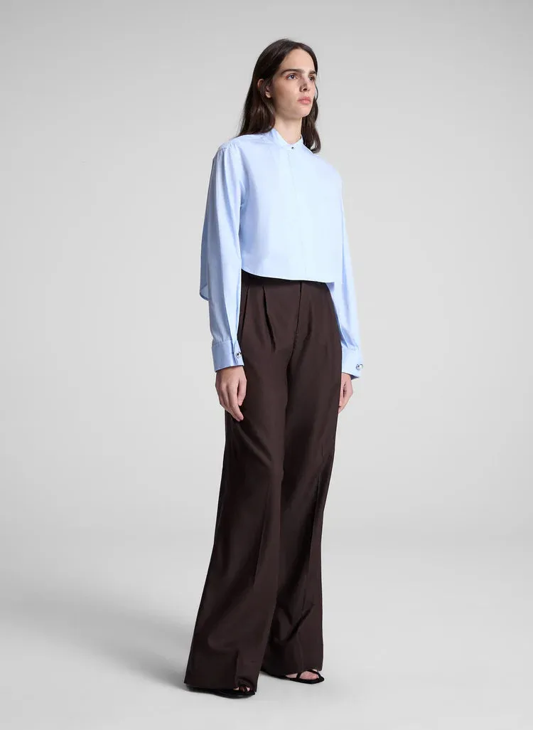 A.L.C. Kat Cropped Cotton Shirt in Ice Water