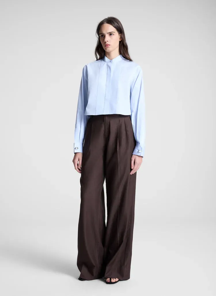 A.L.C. Kat Cropped Cotton Shirt in Ice Water