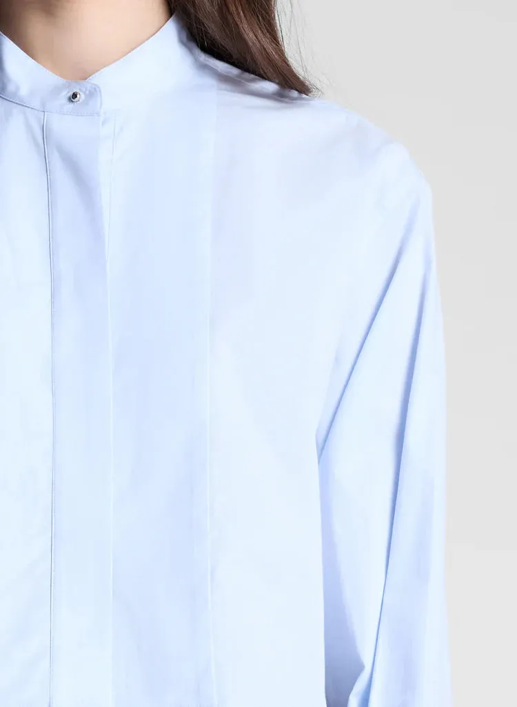 A.L.C. Kat Cropped Cotton Shirt in Ice Water