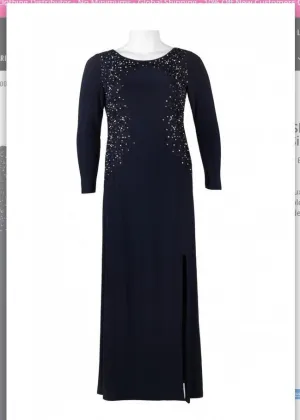 Alex Evening 4351303 Scoop Neck Long Sleeve Embellished