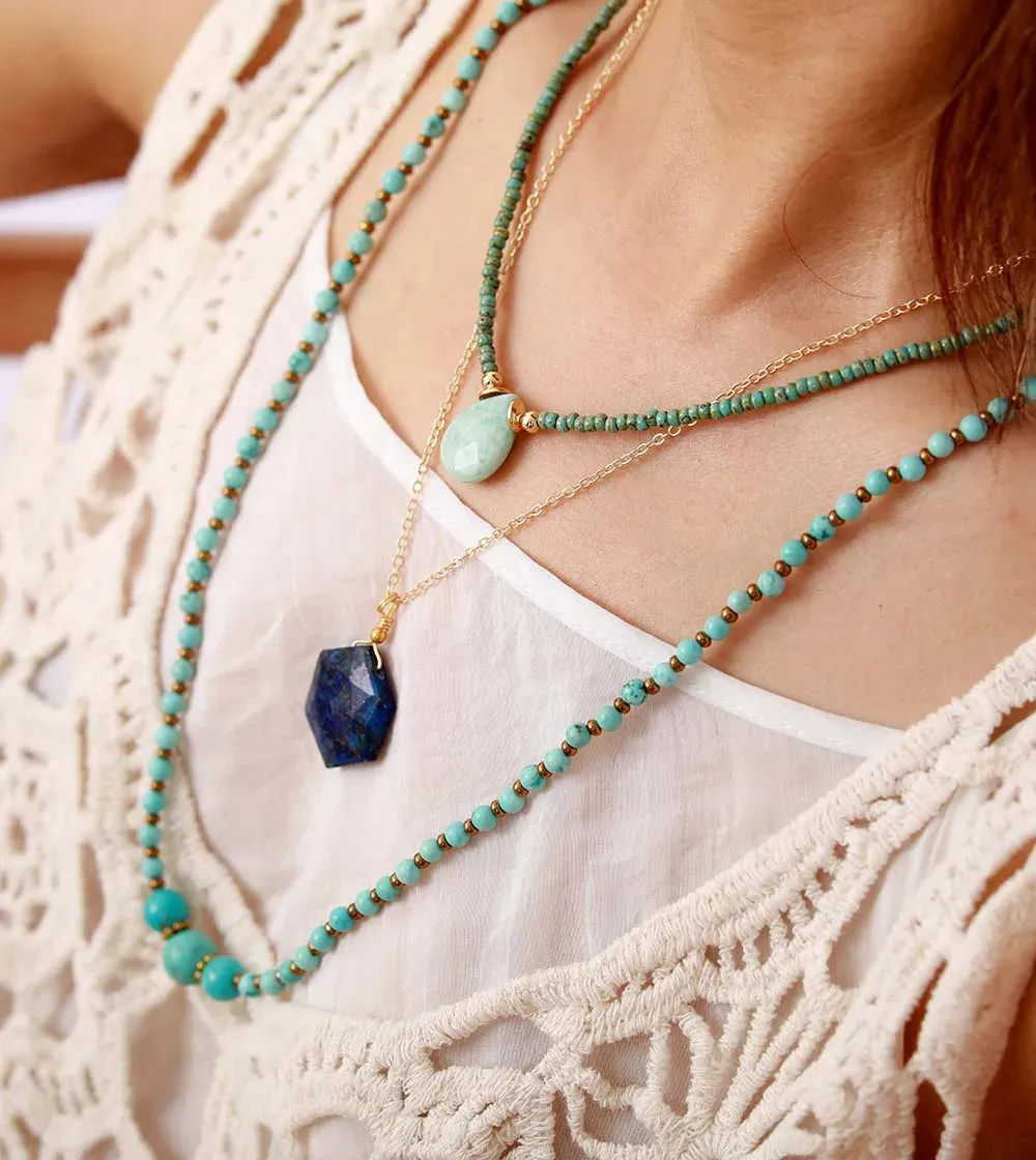 Amazonite Teardrop Pendant Necklace