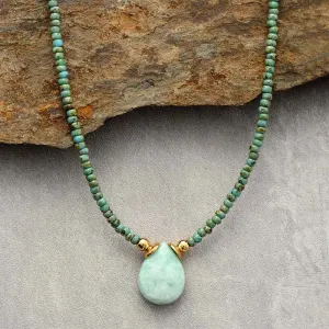 Amazonite Teardrop Pendant Necklace