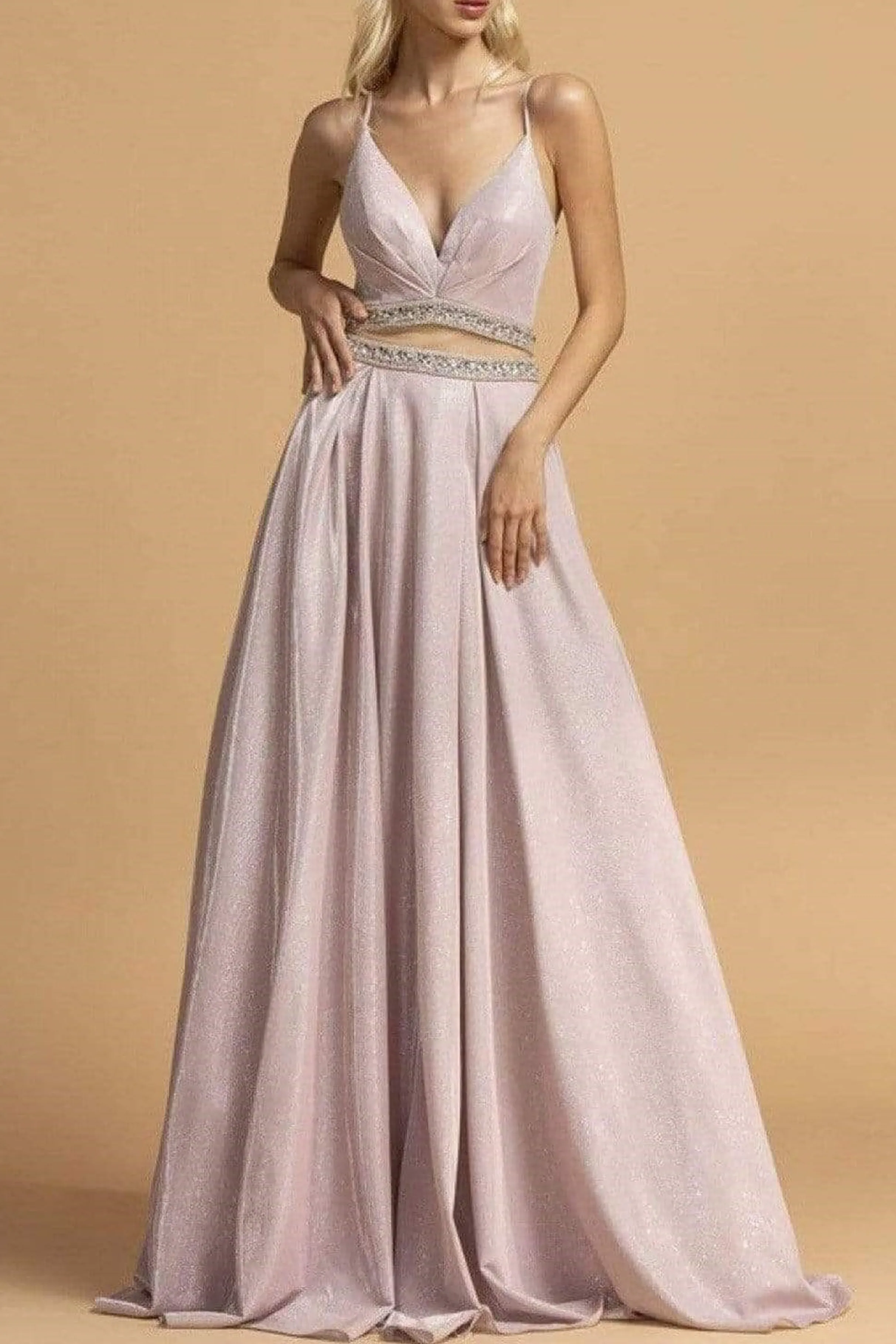 Aspeed L2213 Metallic Cutout Embellished Evening Gown  Includes Shawl -