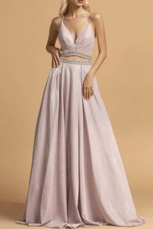 Aspeed L2213 Metallic Cutout Embellished Evening Gown  Includes Shawl -