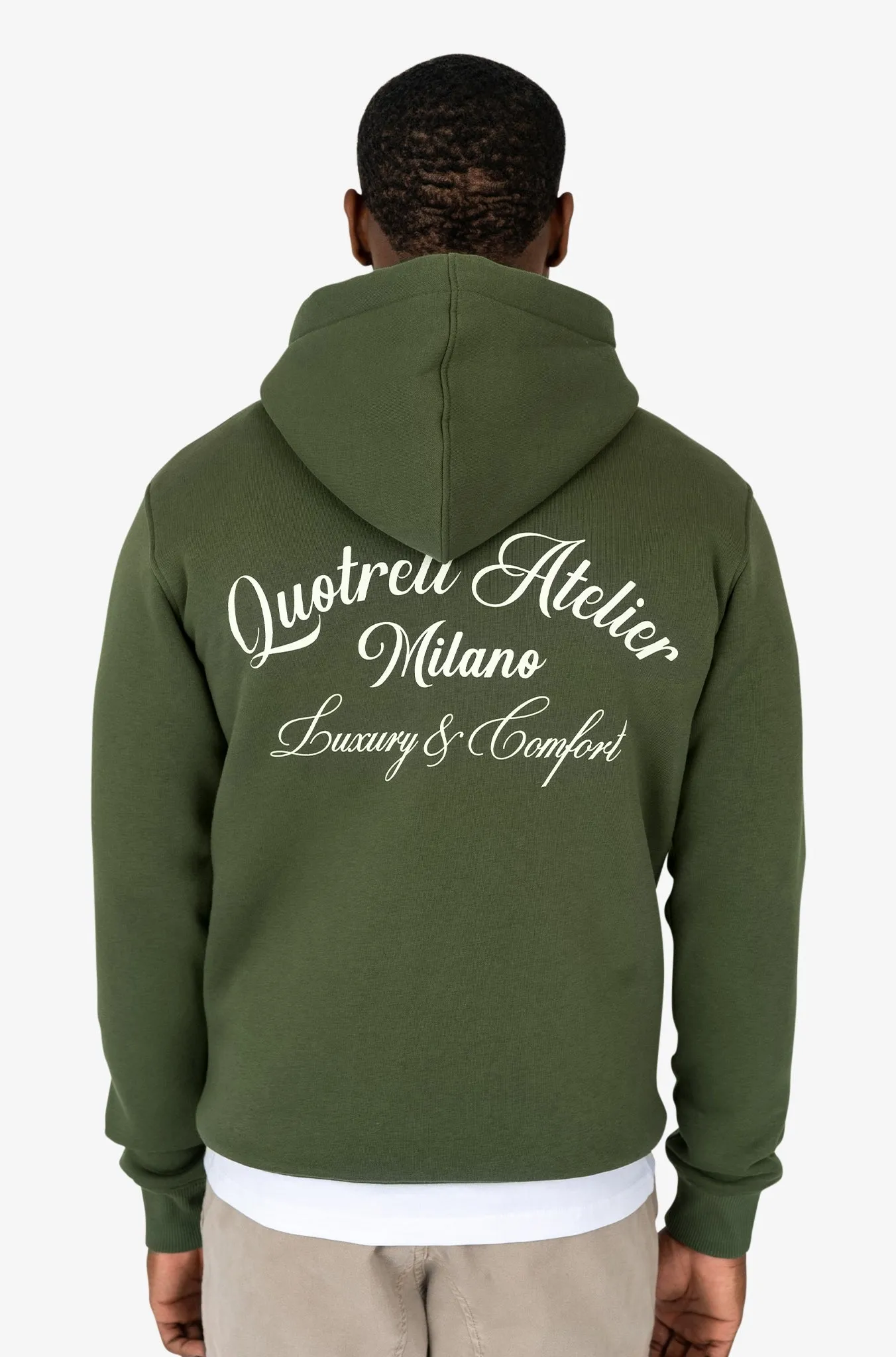 ATELIER MILANO HOODIE | ARMY GREEN/WHITE