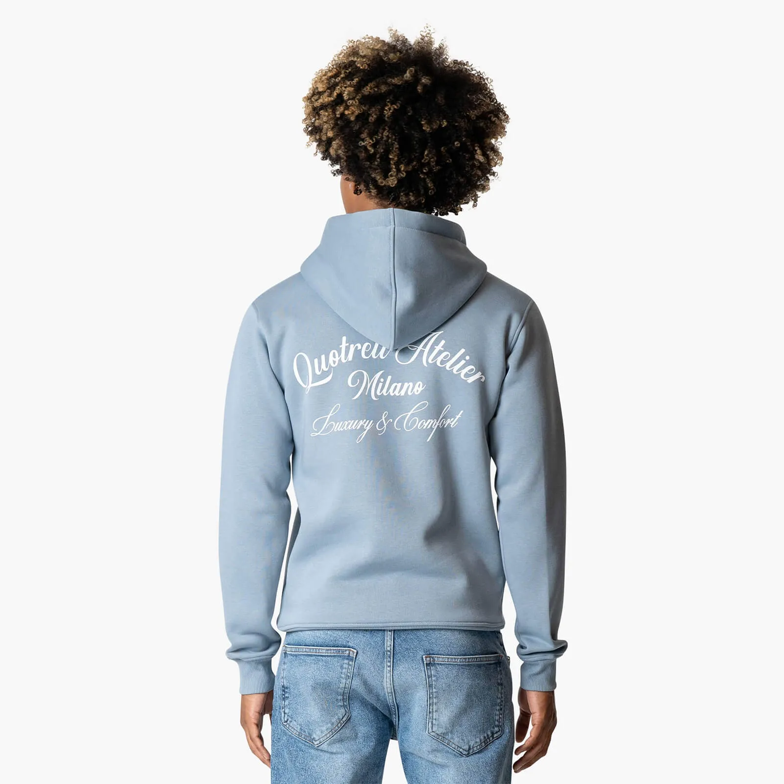 ATELIER MILANO HOODIE | MUTED BLUE/WHITE