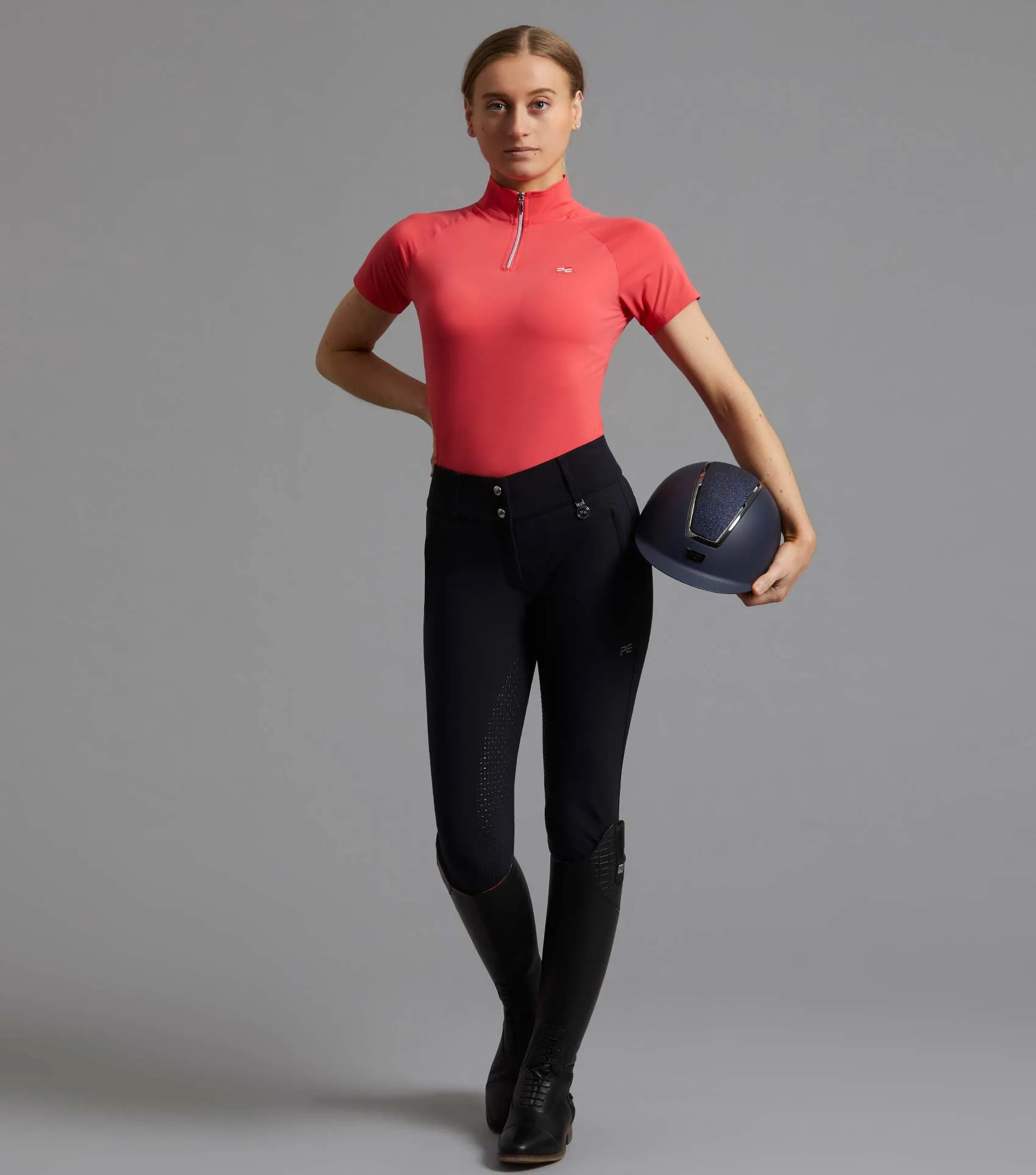 Aura Ladies Short Sleeve Riding Top Pink