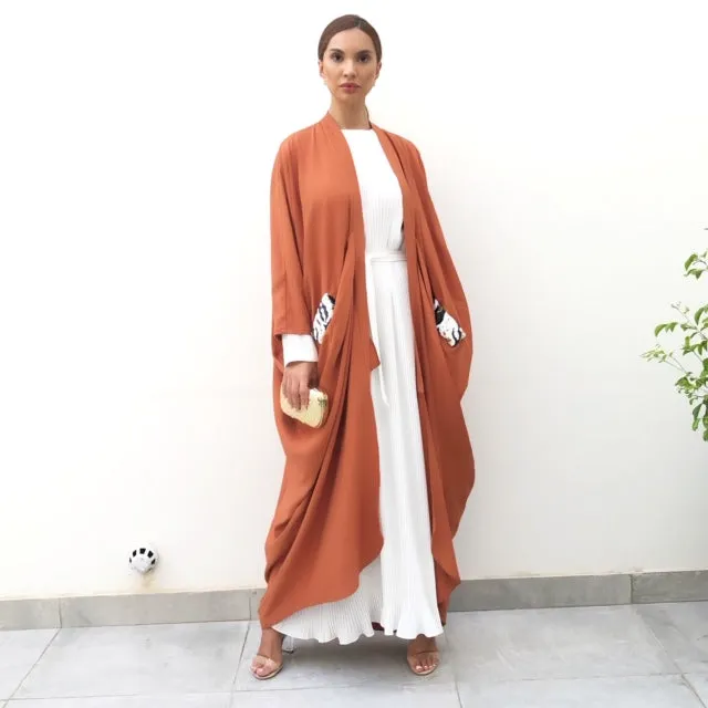 AW19 TERRACOTTA  LINEN DRAPE ABAYA