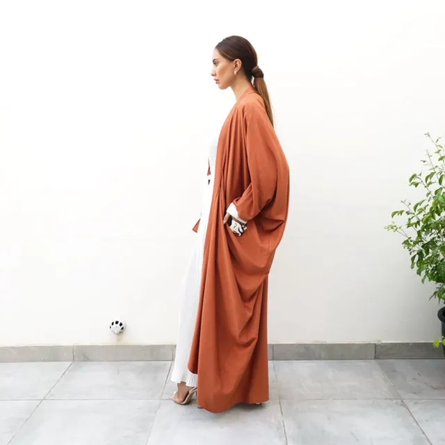 AW19 TERRACOTTA  LINEN DRAPE ABAYA