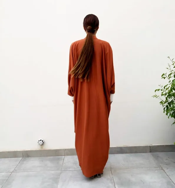 AW19 TERRACOTTA  LINEN DRAPE ABAYA