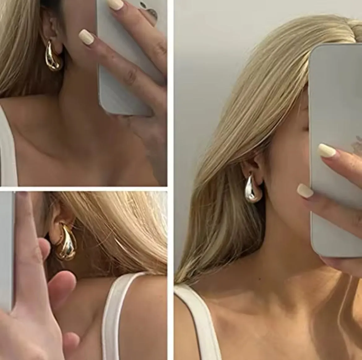Big Teardrop Stud Earrings