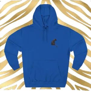 Black and Gold Tiger Embroidered Three-Panel Fleece Hoodie