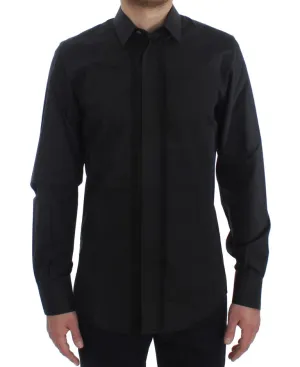 Black Cotton Silk Slim Fit GOLD Shirt