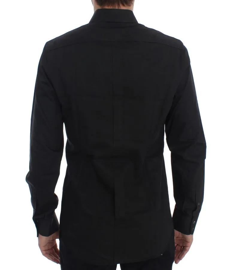 Black Cotton Silk Slim Fit GOLD Shirt