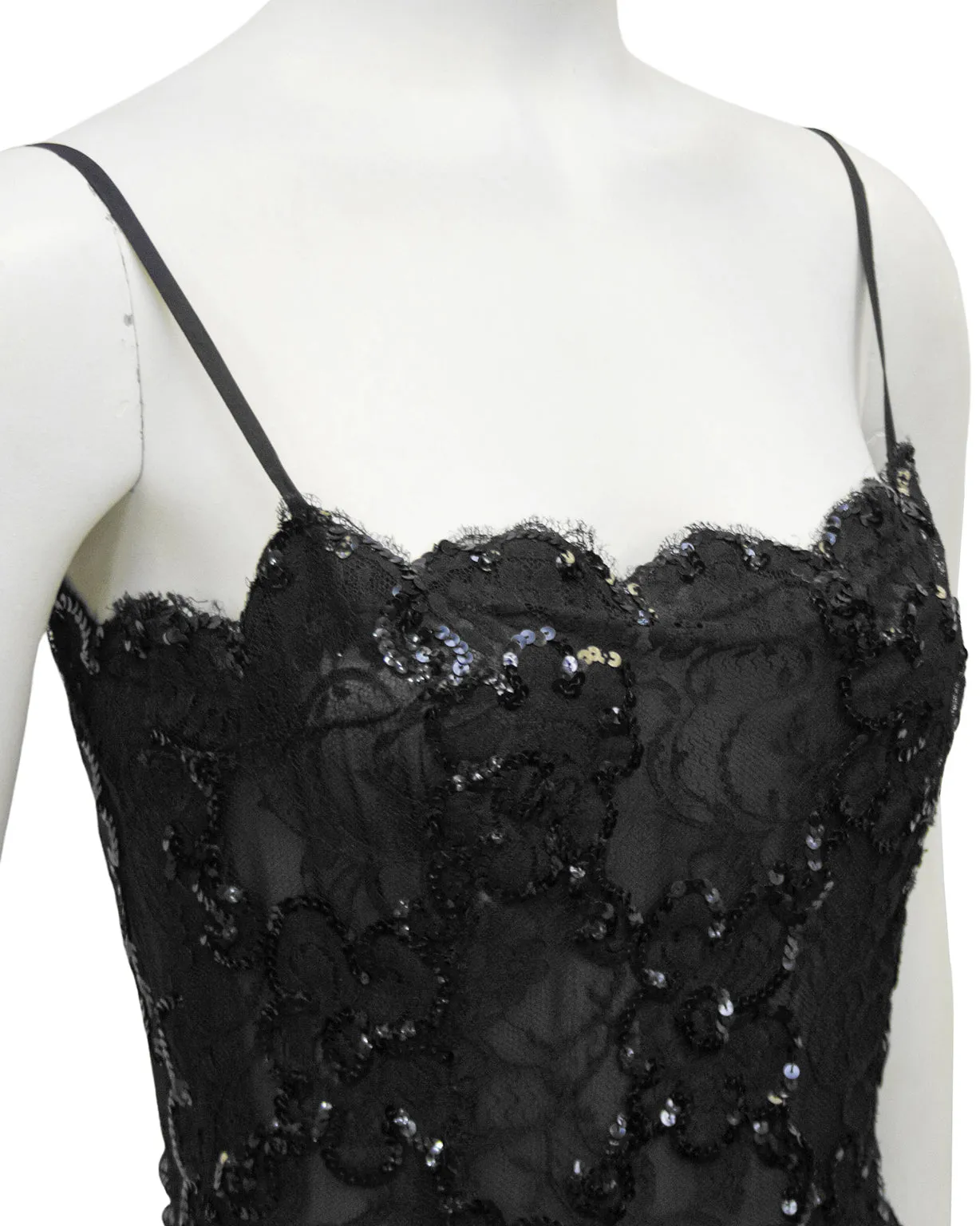 Black Lace and Sequin Gown