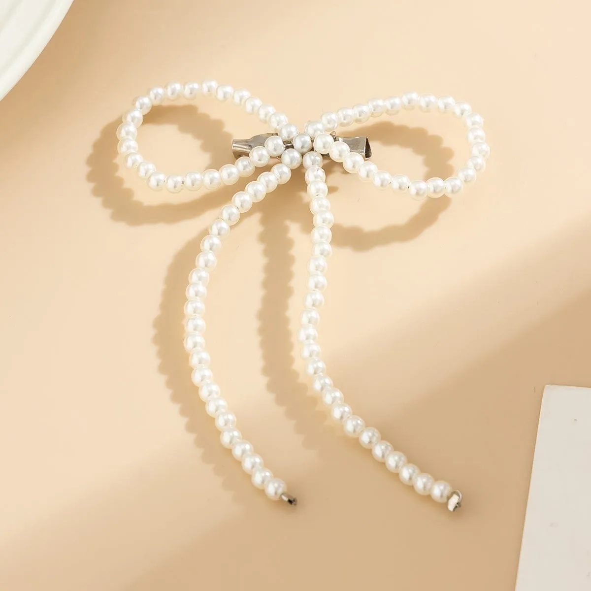 Boho Chic Pearl Bowknot Pin Brooch
