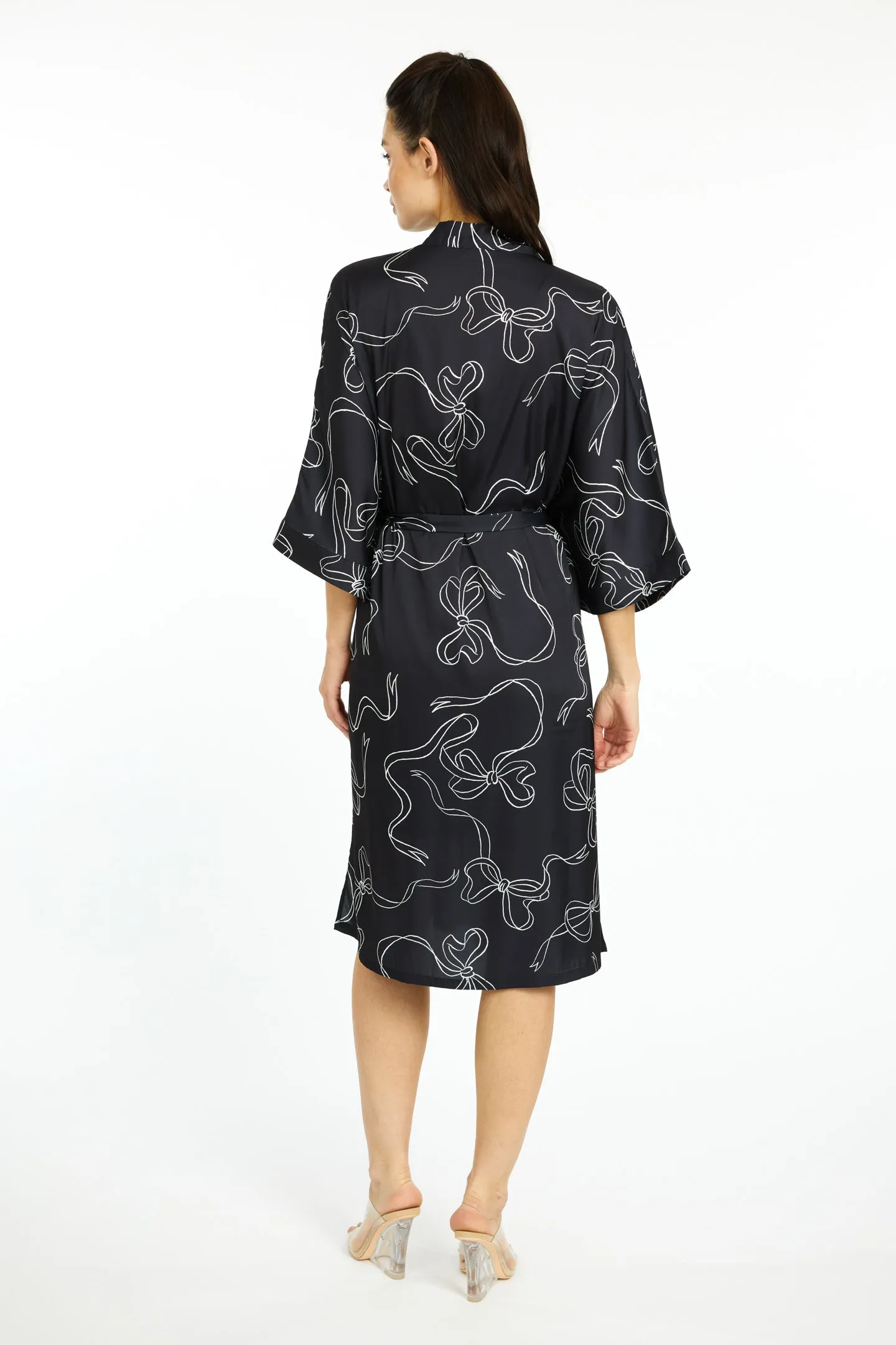 Bow Noir Silky Kimono