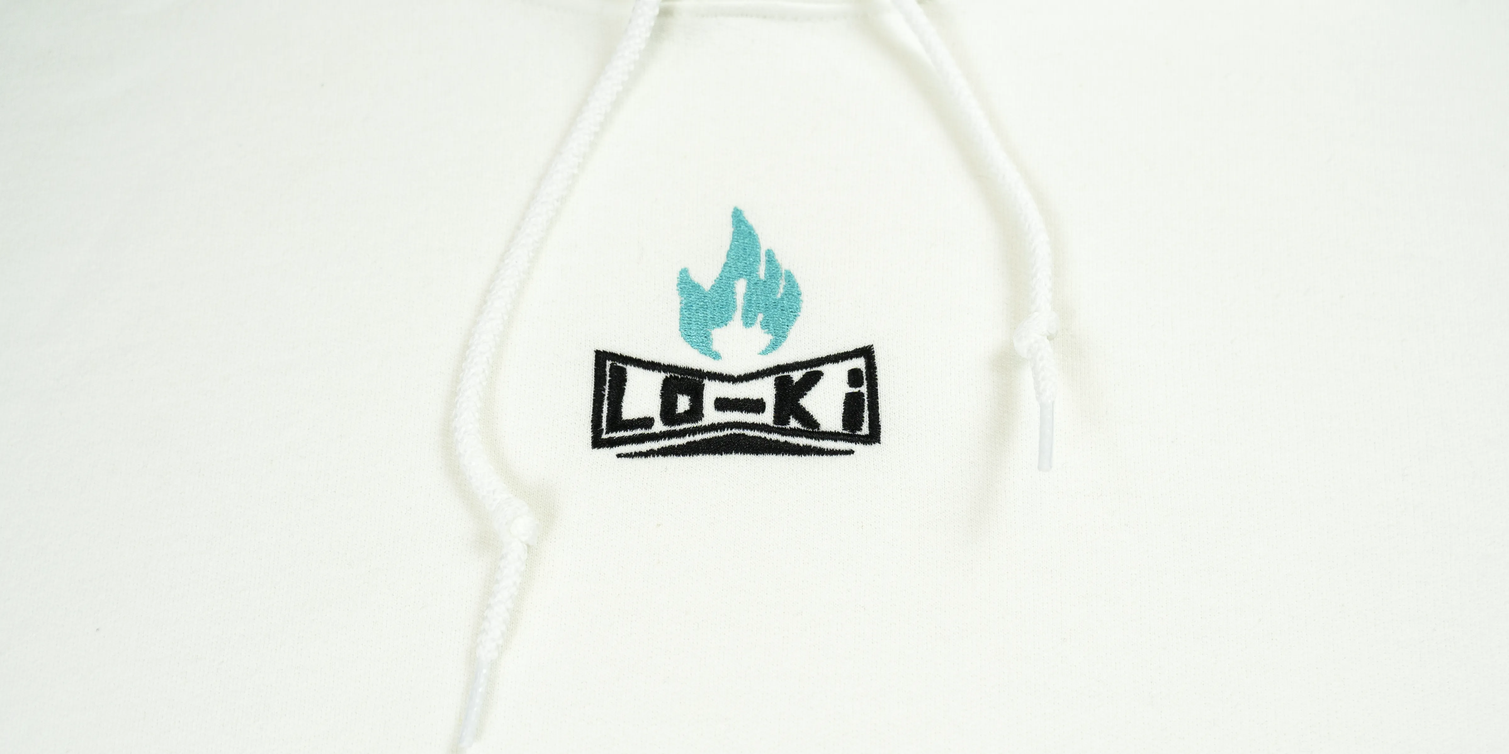 BOX LOGO - White/Turquoise - Embroidered Hoodie