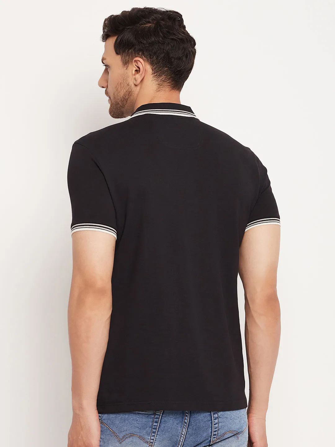 Camla Barcelona Men’S Black Polo Neck T-Shirt