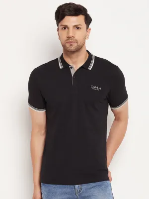 Camla Barcelona Men’S Black Polo Neck T-Shirt