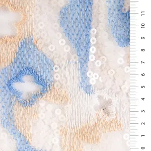 Camouflage Patterned Sequin Embroidered Fabric