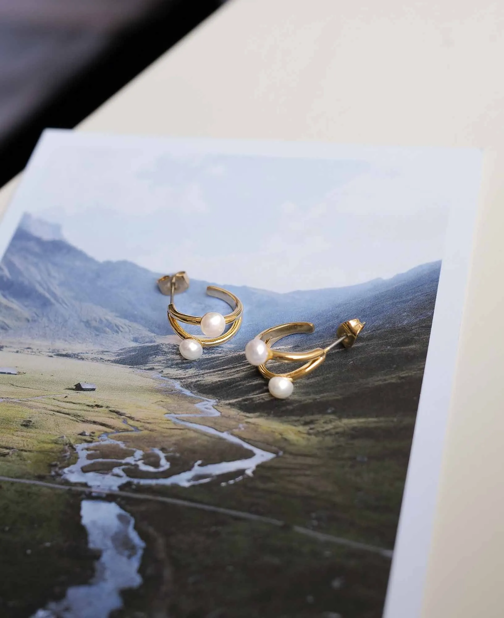 Capucine Dual Layer Embellished Pearl Hoop Earrings
