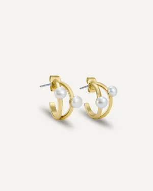 Capucine Dual Layer Embellished Pearl Hoop Earrings
