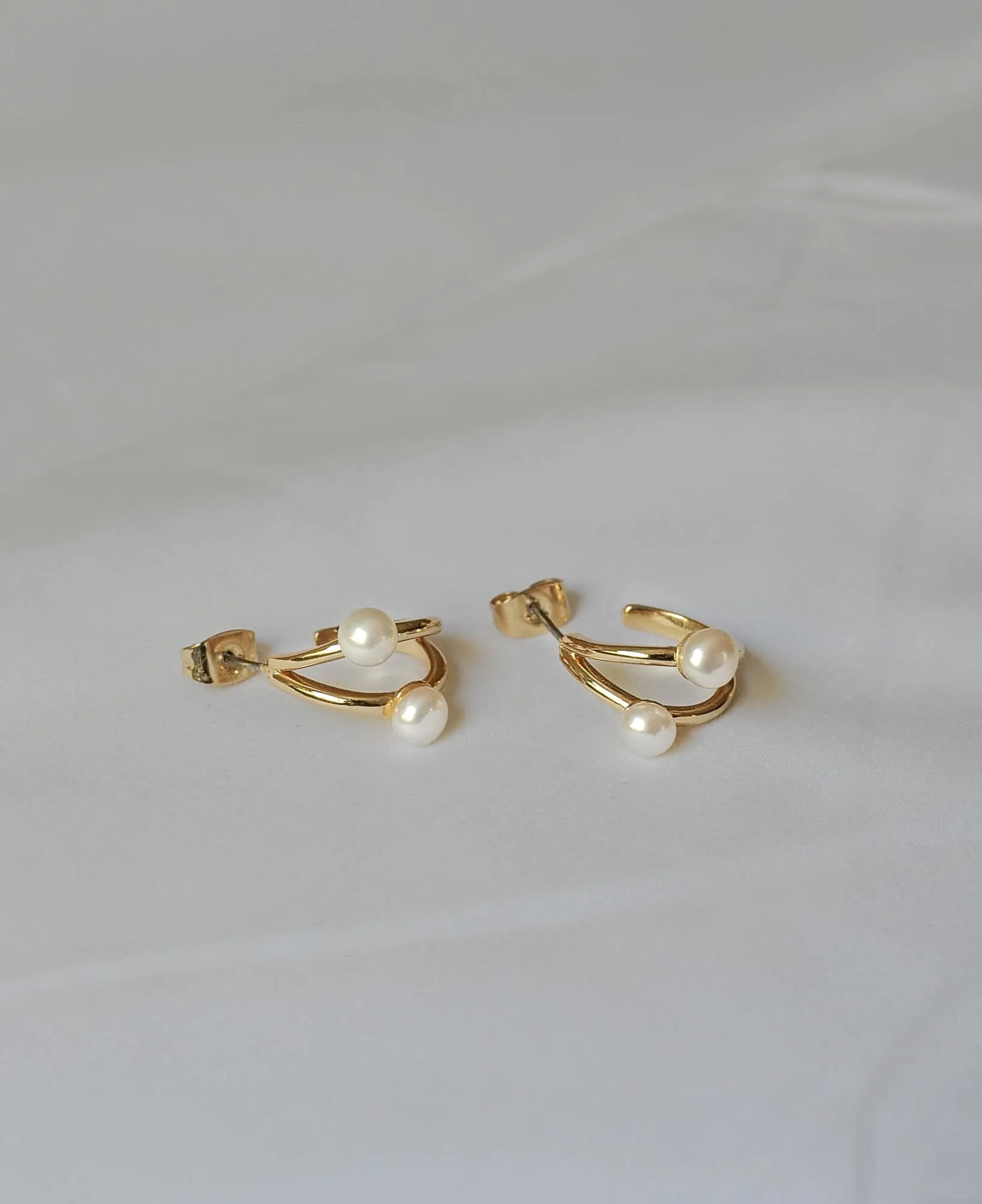 Capucine Dual Layer Embellished Pearl Hoop Earrings