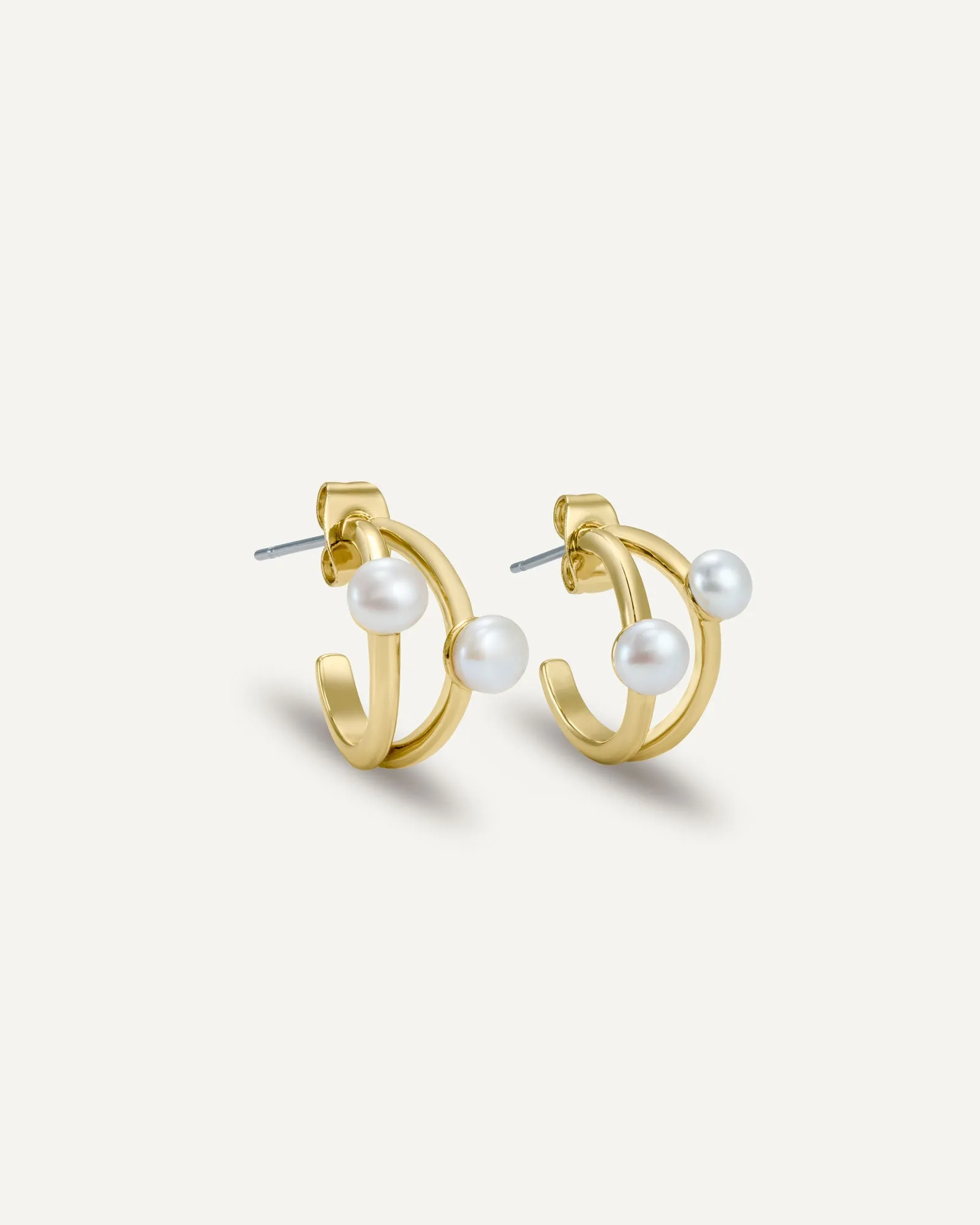 Capucine Dual Layer Embellished Pearl Hoop Earrings